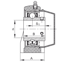 直立式軸承座單元 RASEY40-TV-VA, 塑料軸承座，內圈帶平頭螺釘?shù)耐馇蛎媲蜉S承，耐腐蝕設計，R密封