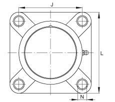 軸承座單元 RCJY30-TV-VA, 四孔塑料軸承座，內(nèi)圈帶平頭螺釘?shù)耐馇蛎媲蜉S承，耐腐蝕設計，R 型密封