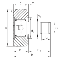 螺栓型滾輪 KR19, 軸向引導，兩側(cè)間隙密封