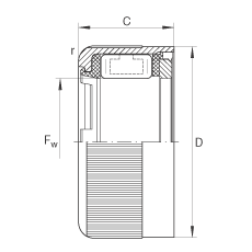 沖壓外圈滾柱離合器 HFL0806-KF-R, 滑動或滾動軸承布置，塑料彈簧，外圈滾花