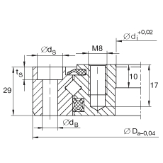 交叉滾子軸承 XU080120, 無齒，兩側(cè)唇密封