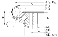 交叉滾子軸承 XI120288-N, 有內(nèi)齒，兩側(cè)唇密封