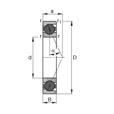 主軸軸承 HCB71930-E-T-P4S, 調(diào)節(jié)，成對或單元安裝，接觸角 α = 25°，陶瓷球，限制公差