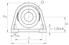 直立式軸承座單元 PSHEY12, 鑄鐵軸承座，內(nèi)圈帶平頭螺釘?shù)耐馇蛎媲蜉S承，P 型密封