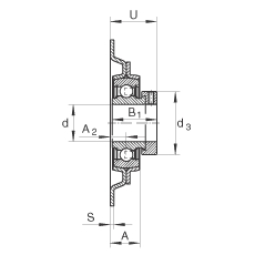 吊裝式軸承座單元 MSTU25, 鋼板軸承座，帶偏心鎖圈的外球面球軸承，P型密封，帶再潤滑結(jié)構(gòu)