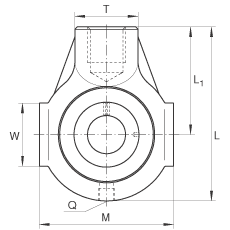 吊裝式軸承座單元 THE30, 鑄鐵軸承座，帶偏心鎖圈的外球面球軸承，T 型密封
