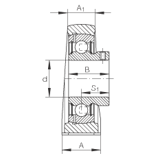直立式軸承座單元 PSHEY12, 鑄鐵軸承座，內(nèi)圈帶平頭螺釘?shù)耐馇蛎媲蜉S承，P 型密封