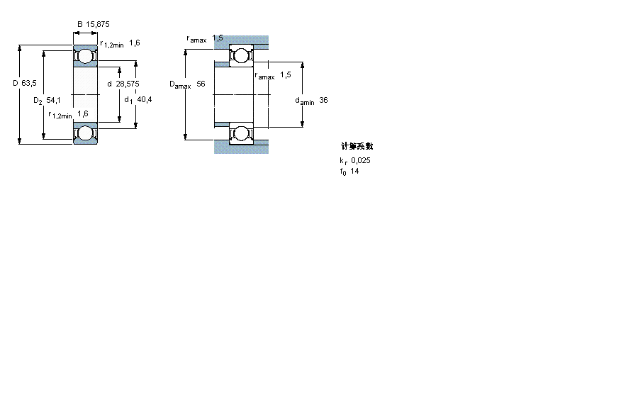 SKF 深溝球軸承, 單列, 兩面防塵罩, 英制軸承RLS9-2Z樣本圖片