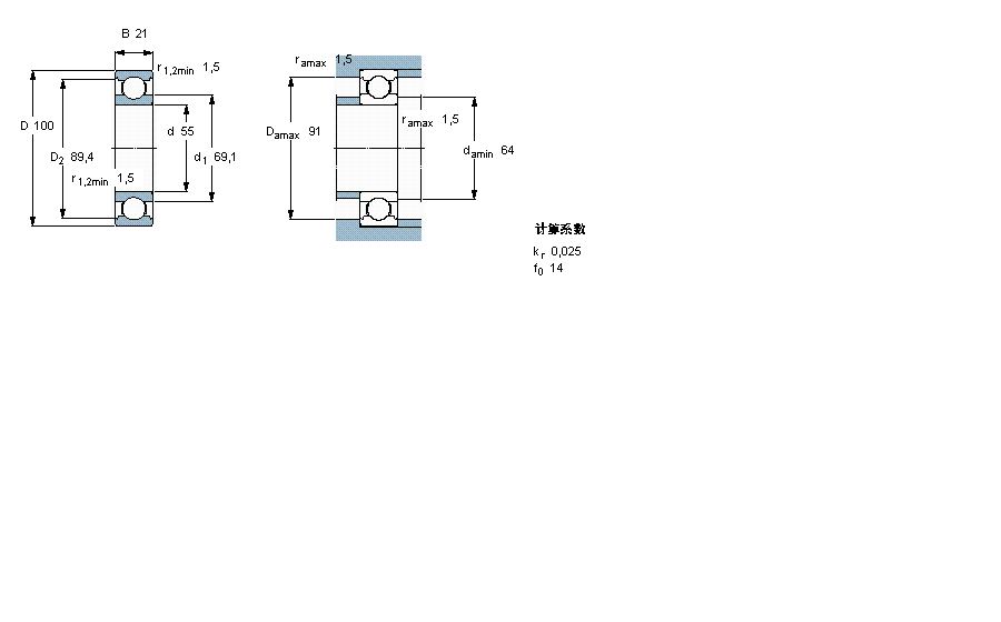 SKF 深溝球軸承, 單列, 無密封件6211樣本圖片