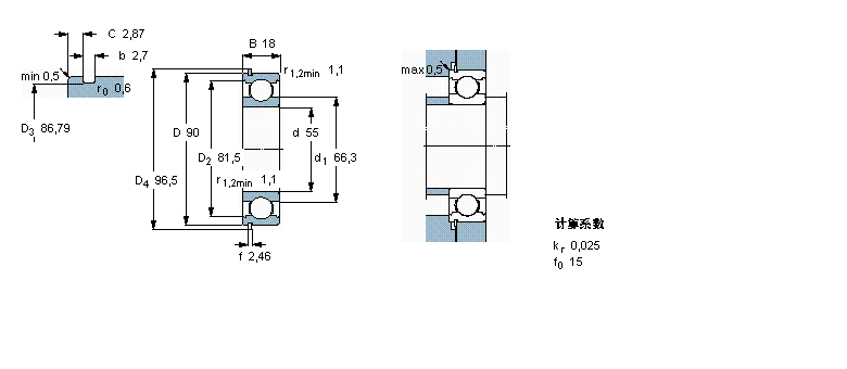 SKF 深溝球軸承, 單列，帶止動(dòng)環(huán)槽, 無(wú)密封件6011N樣本圖片