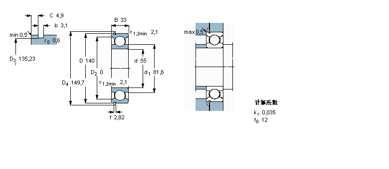 SKF 深溝球軸承, 單列，帶止動環(huán)槽, 無密封件6411N樣本圖片