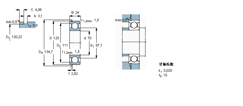 SKF 深溝球軸承, 單列，帶止動環(huán)槽, 無密封件6214N樣本圖片
