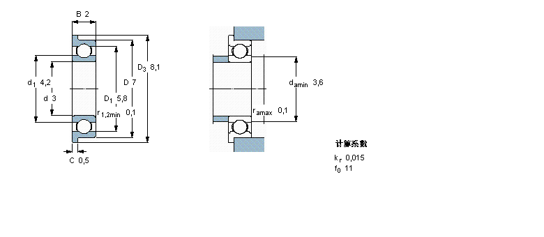 SKF 深溝球軸承, 單列，不銹鋼，帶法蘭, 無密封件W618/3R樣本圖片