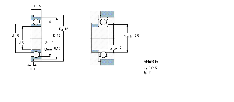 SKF 深溝球軸承, 單列，不銹鋼，帶法蘭, 無密封件W618/6R樣本圖片