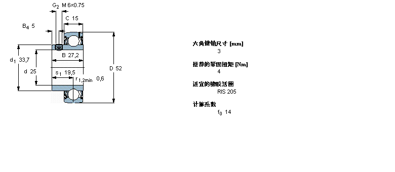 SKF Y-軸承, 帶平頭螺釘鎖定的, YAT 2YAT205樣本圖片
