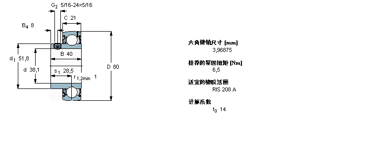 SKF Y-軸承, 帶平頭螺釘鎖定的, YAT 2YAT208-108樣本圖片