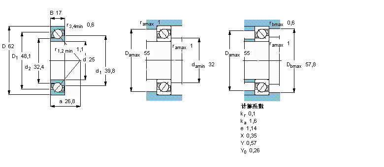 SKF 角接觸球軸承, 單列7305BEGAP樣本圖片