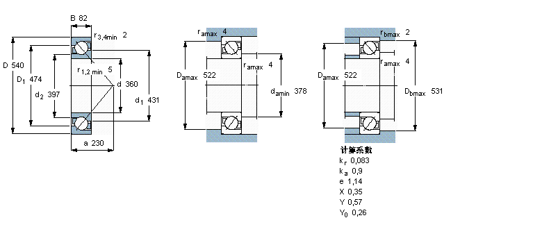 SKF 角接觸球軸承, 單列7072BGM樣本圖片