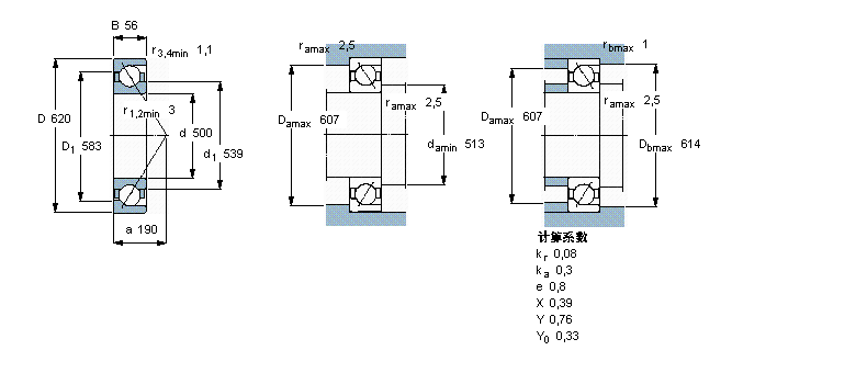 SKF 角接觸球軸承, 單列718/500AMB樣本圖片