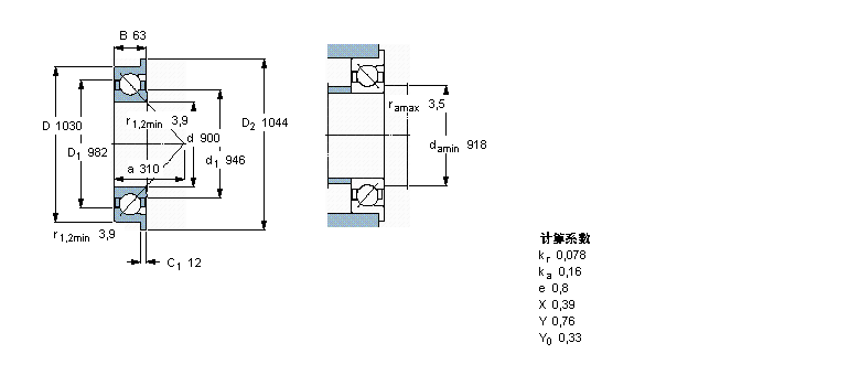 SKF 角接觸球軸承, 單列, 公制軸承, 外圈有擋邊BA1B307788樣本圖片
