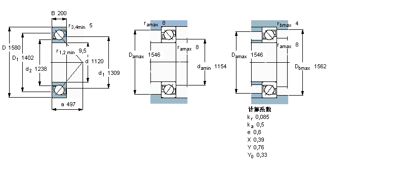SKF 角接觸球軸承, 單列70/1120AMB樣本圖片