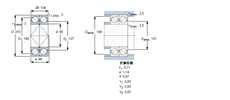 SKF 角接觸球軸承, 單列，用于配對安裝, 面對面配對2×7417BACBMC樣本圖片