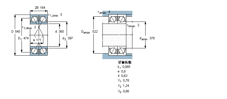 SKF 角接觸球軸承, 單列，用于配對安裝, 面對面配對2×7072AGM樣本圖片