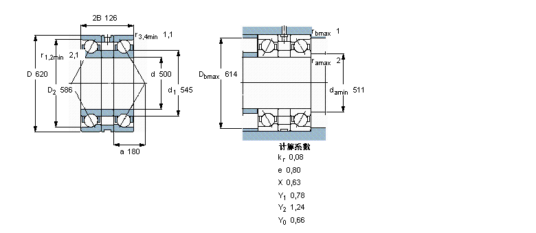 SKF 角接觸球軸承, 單列，用于配對安裝, 背對背配對BA2B309601A樣本圖片