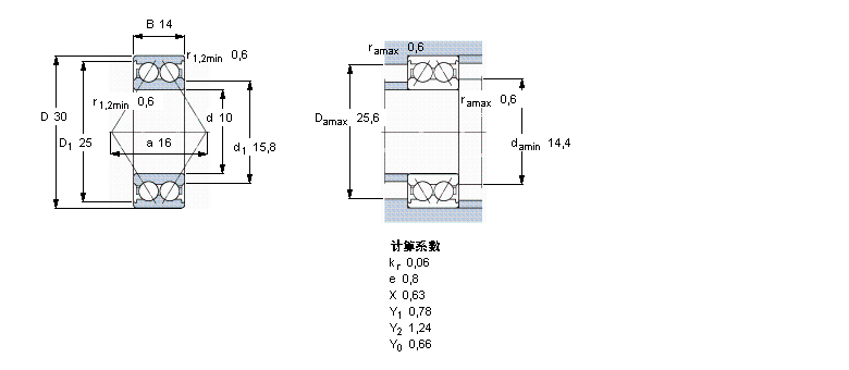 SKF 角接觸球軸承, 雙列, 無密封件3200ATN9樣本圖片