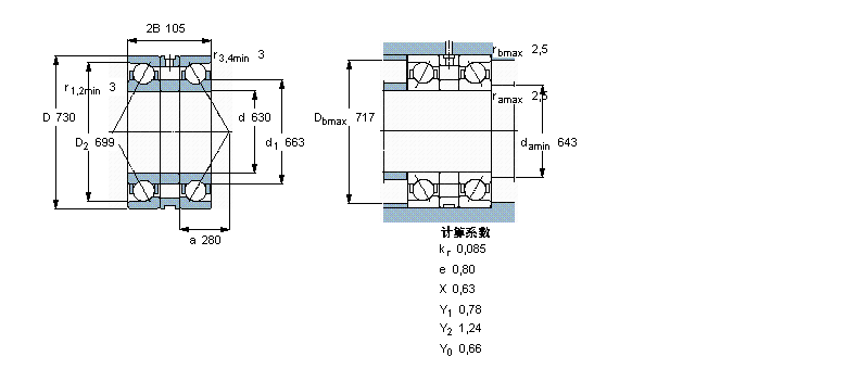 SKF 角接觸球軸承, 單列，用于配對安裝, 背對背配對BA2B311635樣本圖片