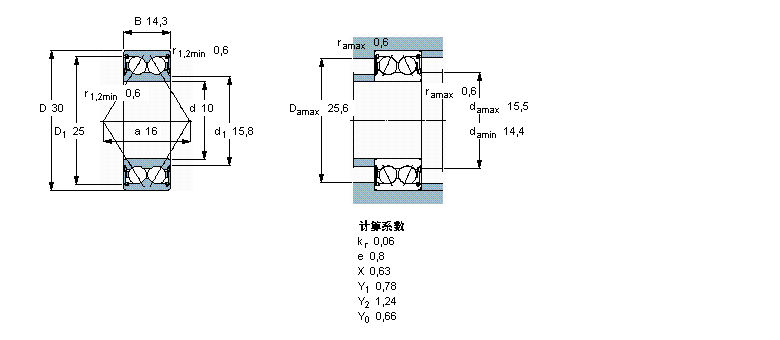 SKF 角接觸球軸承, 雙列, 兩面密封件5200A-2RS1TN9樣本圖片