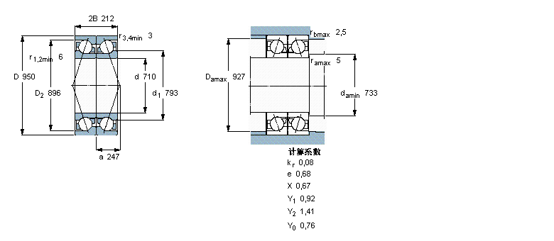 SKF 角接觸球軸承, 單列，用于配對安裝, 背對背配對719/710ACMB/DBVQ074樣本圖片