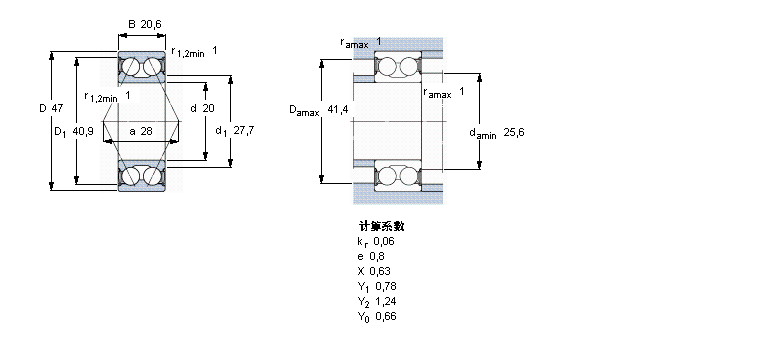 SKF 角接觸球軸承, 雙列, 兩面密封件5204A-2RS1樣本圖片