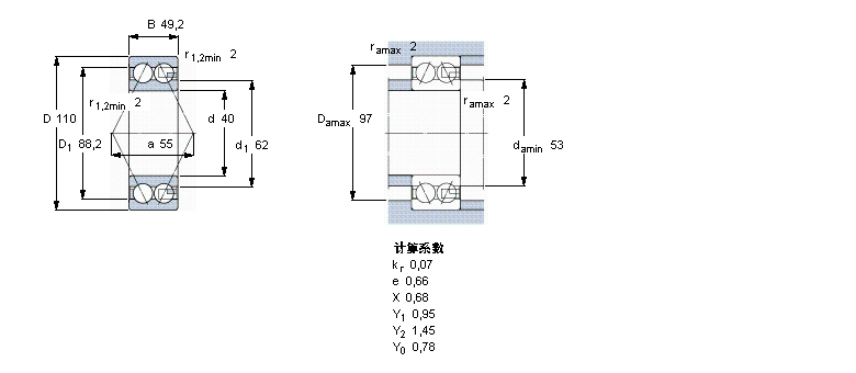 SKF 角接觸球軸承, 雙列, 無(wú)密封件5408A樣本圖片