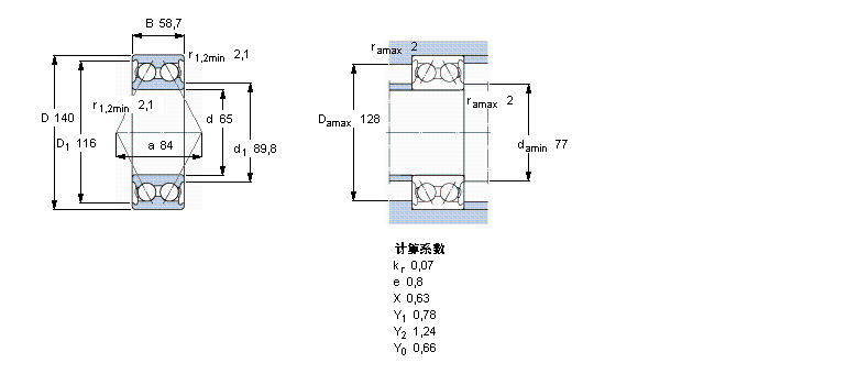 SKF 角接觸球軸承, 雙列, 無密封件3313A樣本圖片