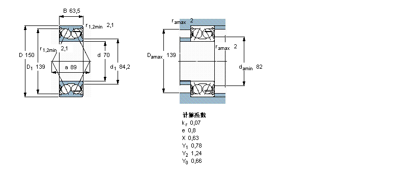 SKF 角接觸球軸承, 雙列, 兩面防塵罩3314A-2Z/MT33樣本圖片