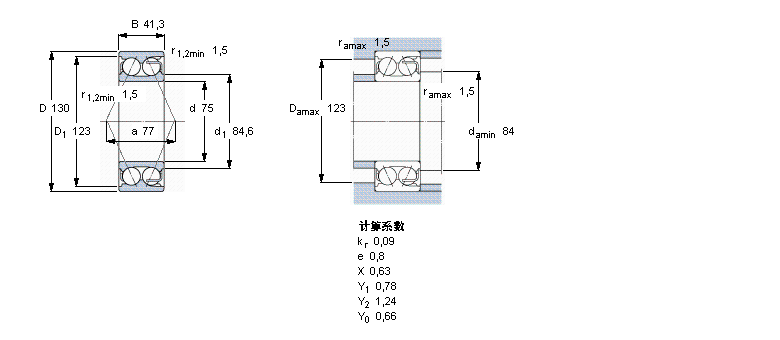 SKF 角接觸球軸承, 雙列, 無密封件5215E樣本圖片