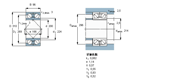 SKF 角接觸球軸承, 雙列, 無(wú)密封件, 兩部份外圈305352樣本圖片