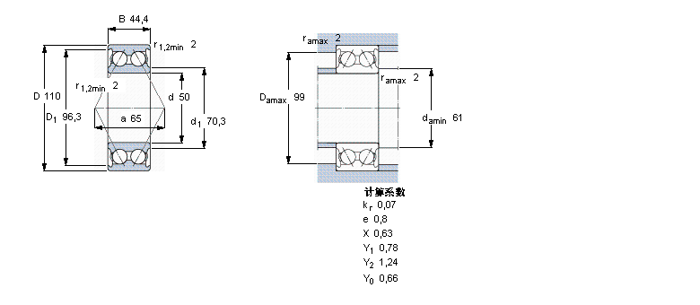 SKF 角接觸球軸承, 雙列, 含Solid Oil3310A/W64樣本圖片
