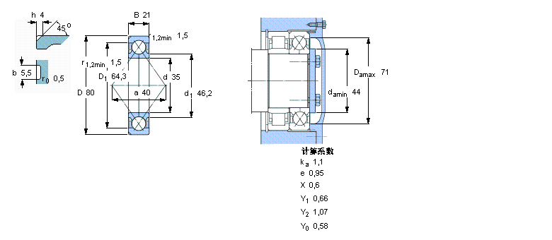 SKF 角接觸球軸承, 四點(diǎn)接觸球軸承QJ307N2MA樣本圖片