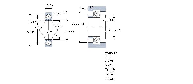 SKF 角接觸球軸承, 四點接觸球軸承QJ213MA樣本圖片