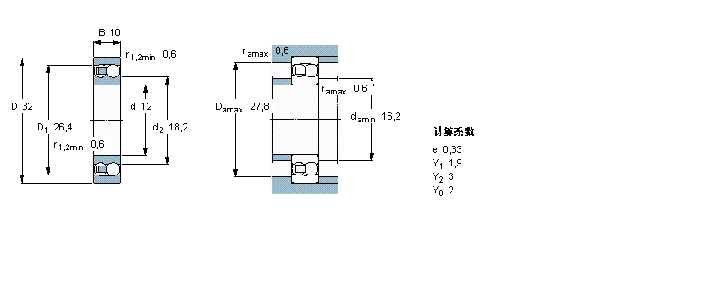 SKF 自調(diào)心球軸承, 圓柱孔和圓錐孔, 圓柱型內(nèi)孔, 無密封件1201ETN9樣本圖片