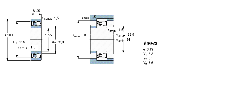 SKF 自調(diào)心球軸承, 圓柱孔和圓錐孔, 圓柱型內(nèi)孔, 兩面密封件2211E-2RS1TN9樣本圖片