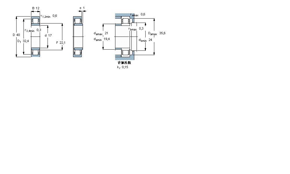 SKF 圓柱滾子軸承, 單列, NU 設(shè)計(jì)NU203ECML樣本圖片