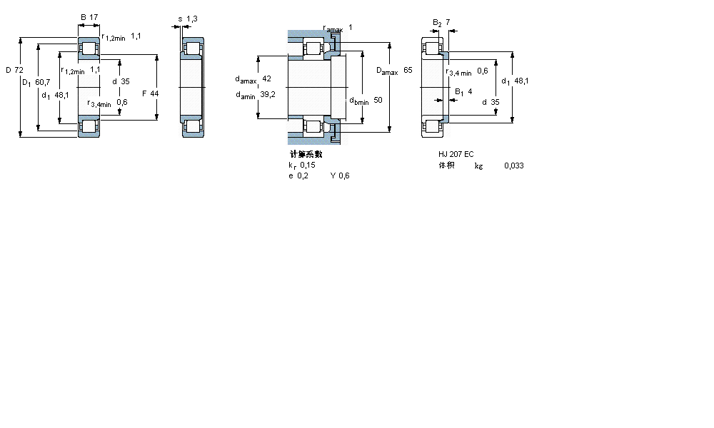 SKF 圓柱滾子軸承, 單列, NJ 設(shè)計(jì)NJ207ECPH樣本圖片