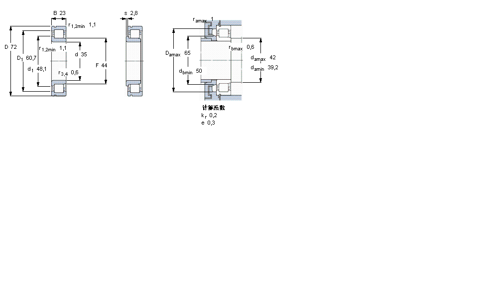 SKF 圓柱滾子軸承, 單列, NJ 設(shè)計, 于外圈的帶止動槽NJ2207ECNJ樣本圖片