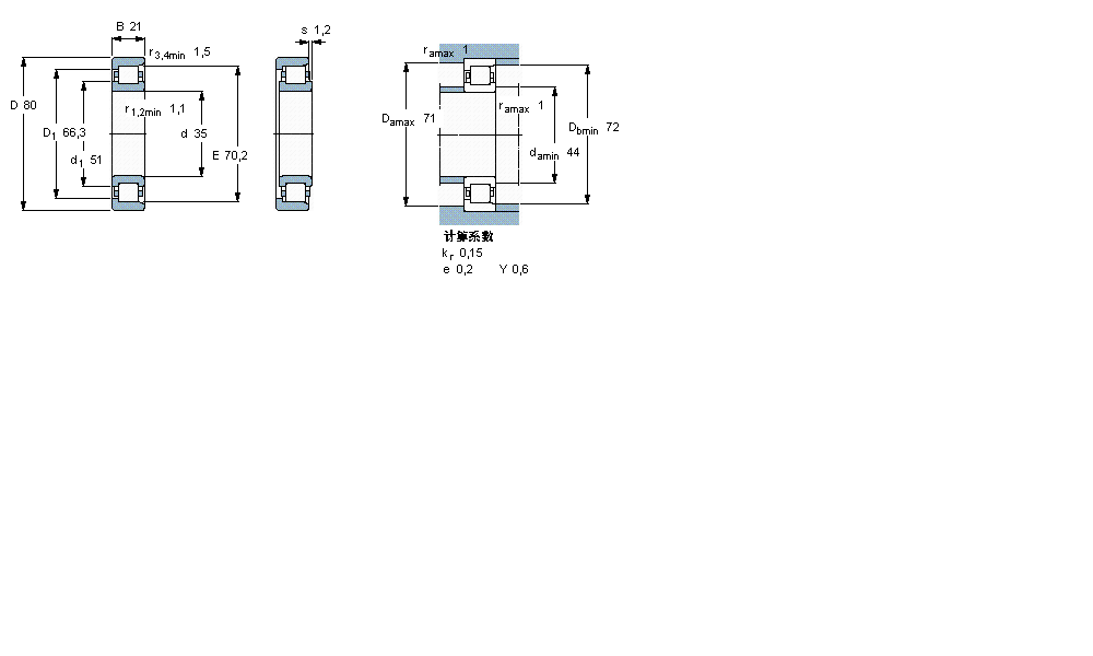 SKF 圓柱滾子軸承, 單列, NF 設(shè)計(jì)NF307ECP樣本圖片