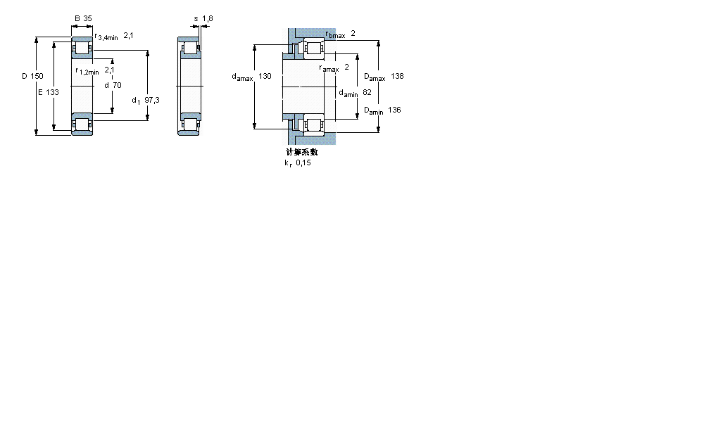SKF 圓柱滾子軸承, 單列, N 設(shè)計(jì)N314ECP樣本圖片