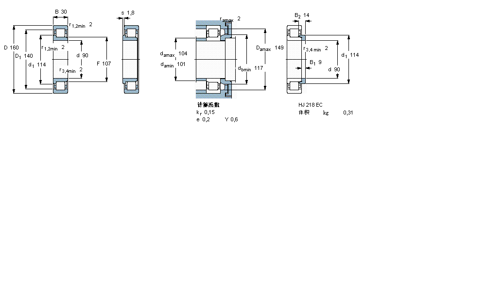 SKF 圓柱滾子軸承, 單列, NJ 設(shè)計NJ218ECM樣本圖片