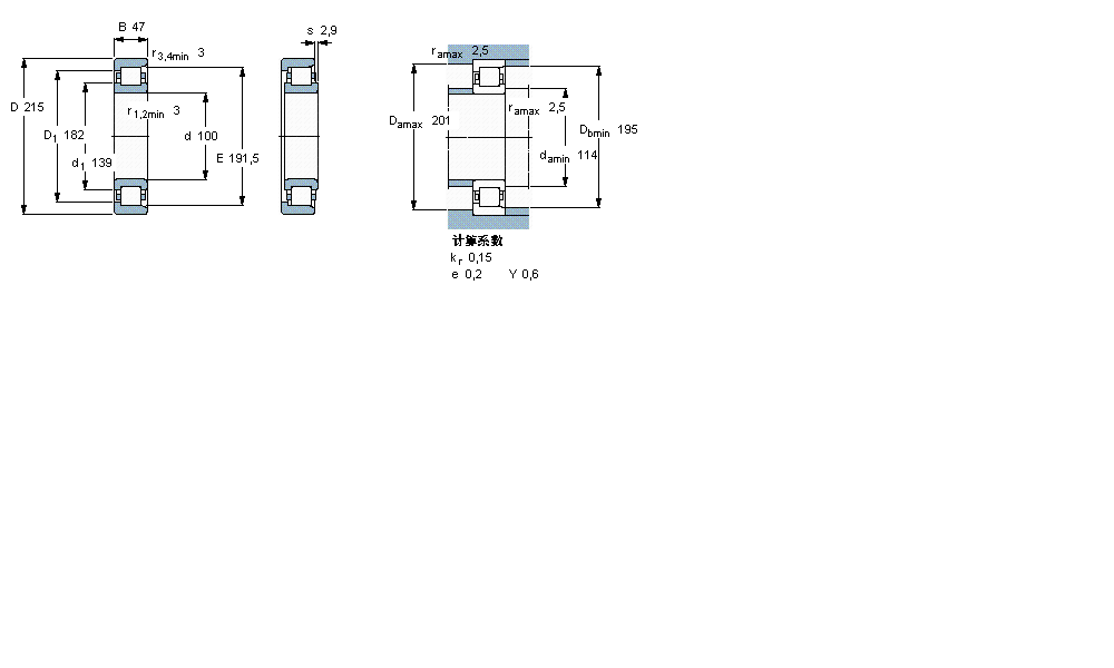 SKF 圓柱滾子軸承, 單列, NF 設計NF320ECM樣本圖片